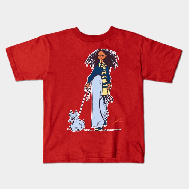 Dog Walking by IAMO Kids T-Shirt by IAMO